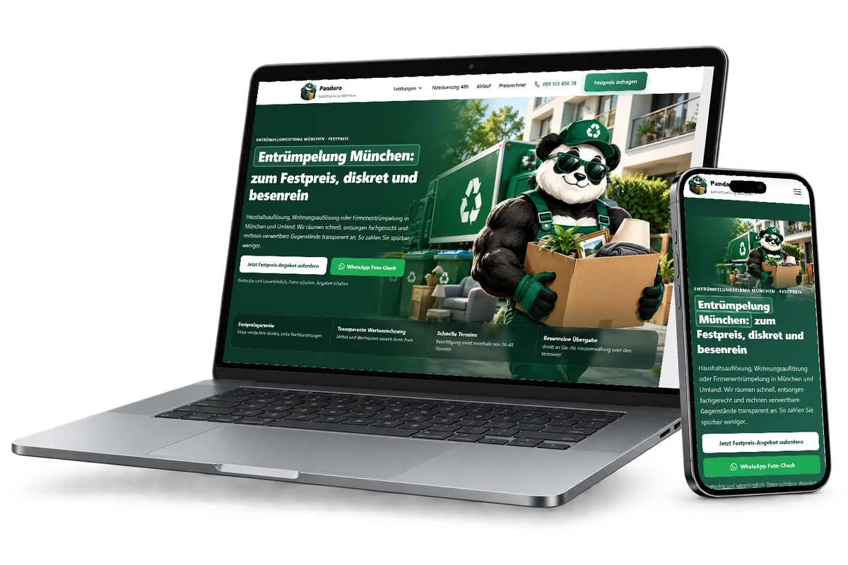 Designkonzept Pandaro auf Laptop und Smartphone